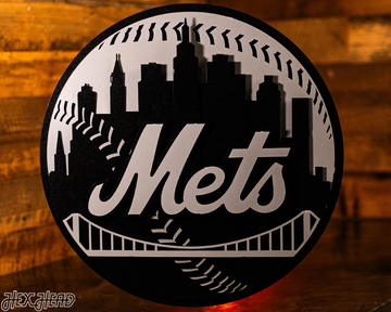 MONOCHROME - New York Mets Crest 3D Vintage Metal Wall Art