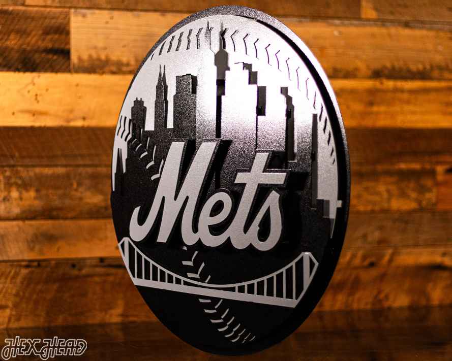 MONOCHROME - New York Mets Crest 3D Vintage Metal Wall Art