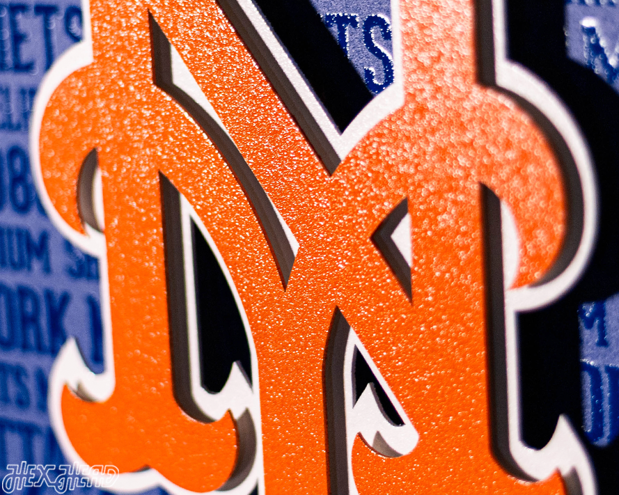 Ny Mets Rear Window Graphics CRAFT SERIES - New York Mets 3D Vintage Metal Wall Art – Hex Head Art