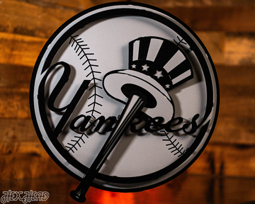 MONOCHROME -- New York Yankees "BAT AND HAT" 3D Vintage Metal Wall Art