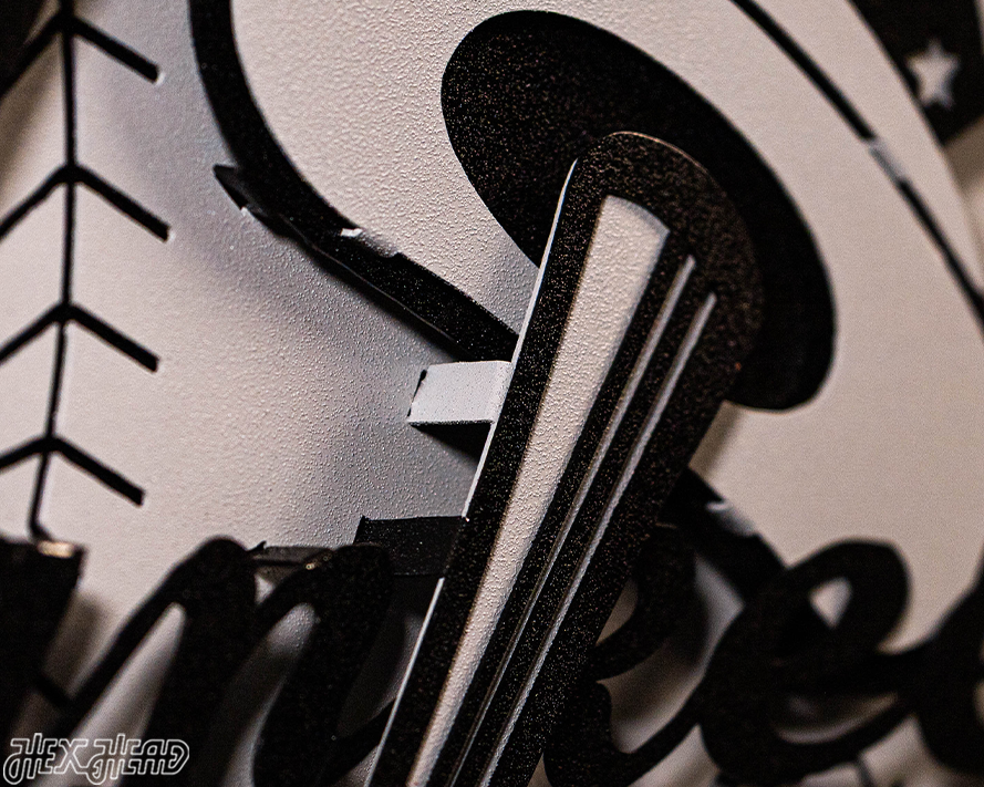 MONOCHROME -- New York Yankees "BAT AND HAT" 3D Vintage Metal Wall Art