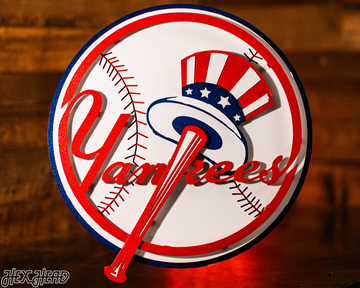 New York Yankees "BAT AND HAT" 3D Vintage Metal Wall Art