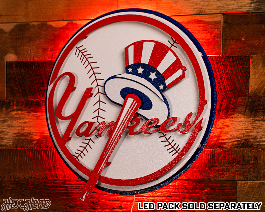 New York Yankees "BAT AND HAT" 3D Vintage Metal Wall Art