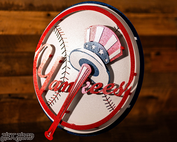 New York Yankees "BAT AND HAT" 3D Vintage Metal Wall Art