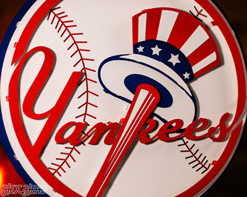 New York Yankees "BAT AND HAT" 3D Vintage Metal Wall Art