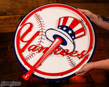 New York Yankees "BAT AND HAT" 3D Vintage Metal Wall Art