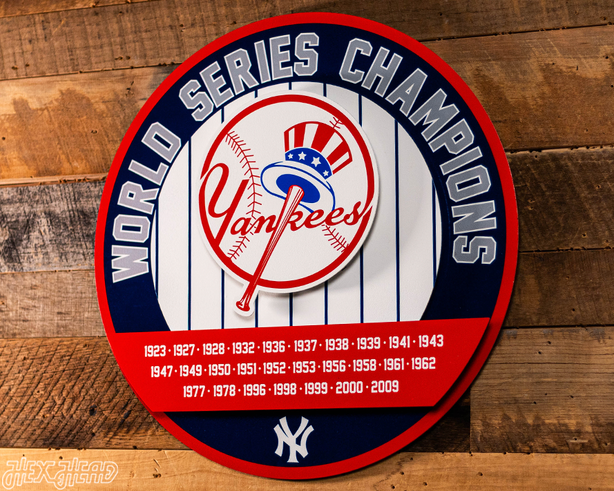 New York Yankees DYNASTY - World Series  Wins w/ Replaceable Icon Plate 3D Vintage Metal Wall Art
