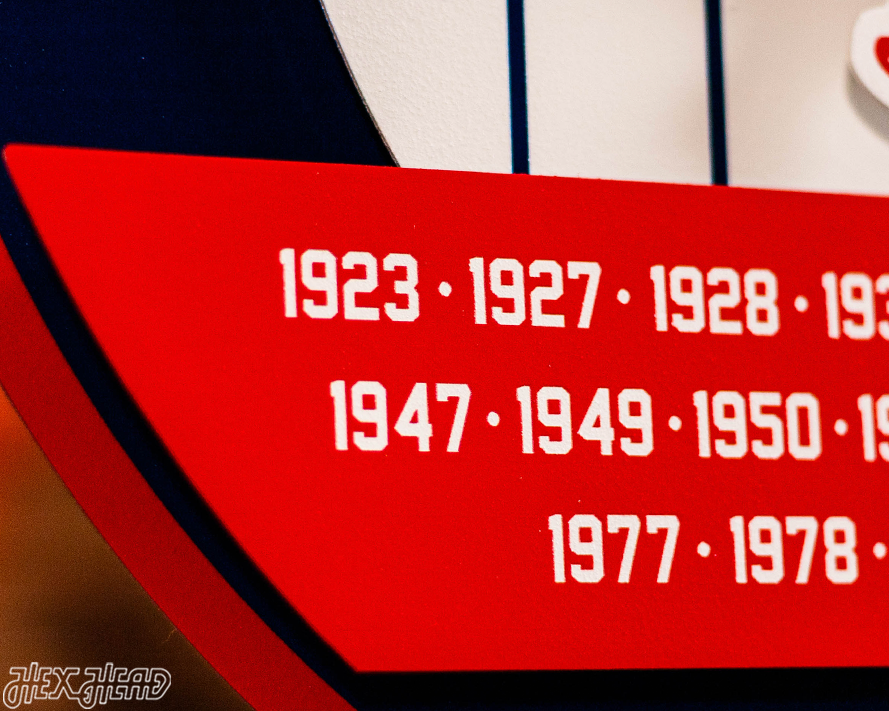 New York Yankees DYNASTY - World Series  Wins w/ Replaceable Icon Plate 3D Vintage Metal Wall Art