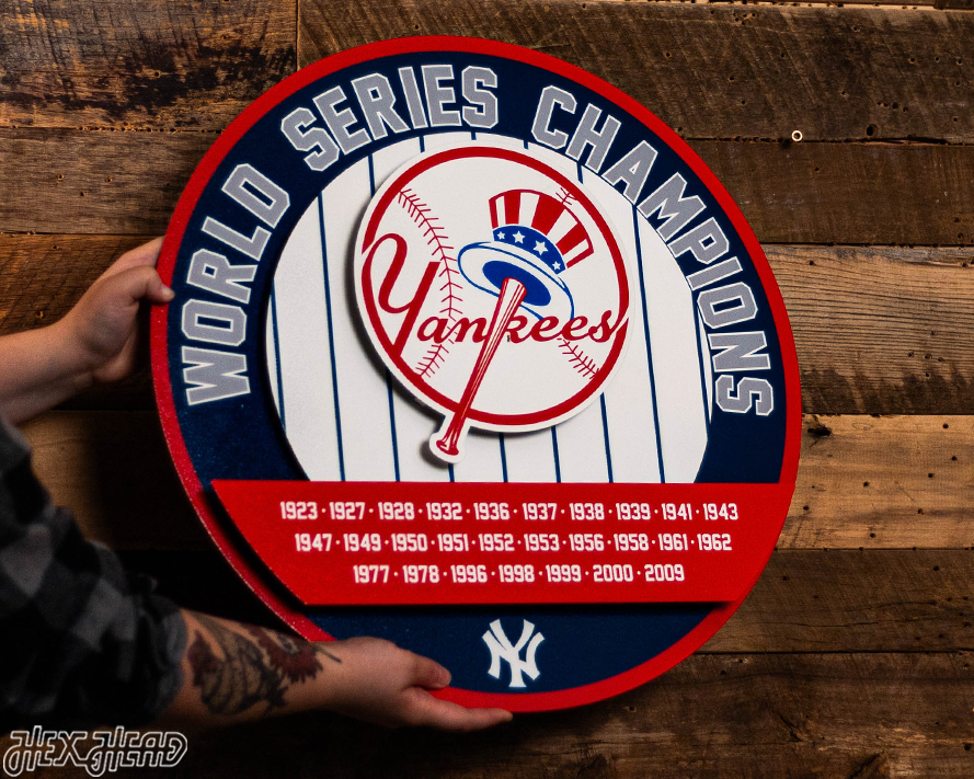 New York Yankees DYNASTY - World Series  Wins w/ Replaceable Icon Plate 3D Vintage Metal Wall Art