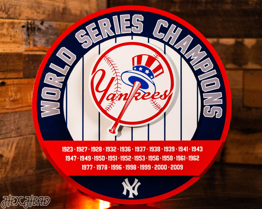New York Yankees DYNASTY - World Series  Wins w/ Replaceable Icon Plate 3D Vintage Metal Wall Art