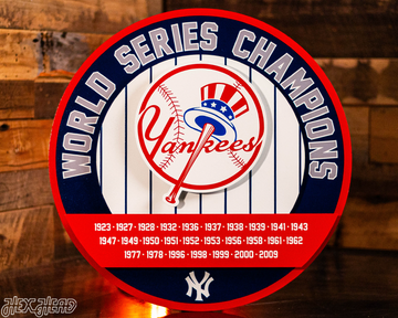 New York Yankees DYNASTY - World Series  Wins w/ Replaceable Icon Plate 3D Vintage Metal Wall Art