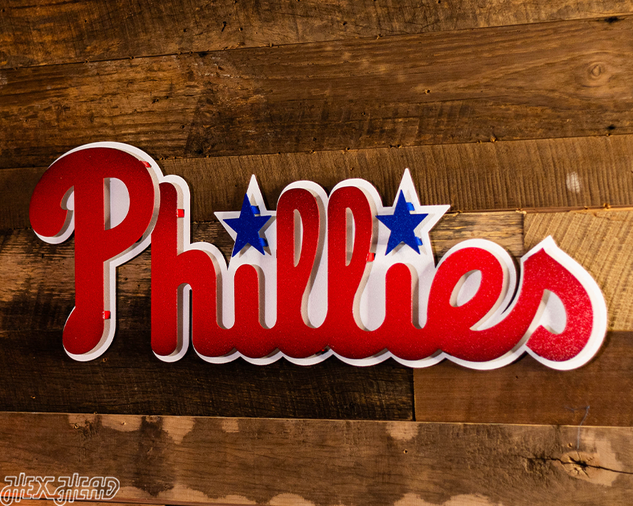 Philadelphia Phillies Script 3D Metal Wall Art