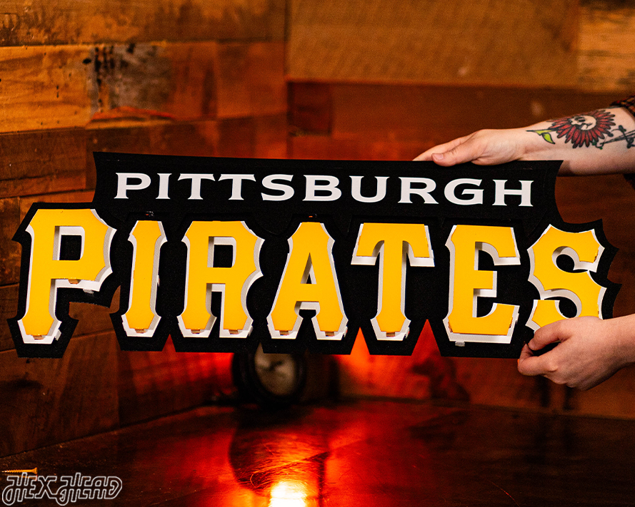 Pittsburgh Pirates Script Logo 3D Metal Wall Art