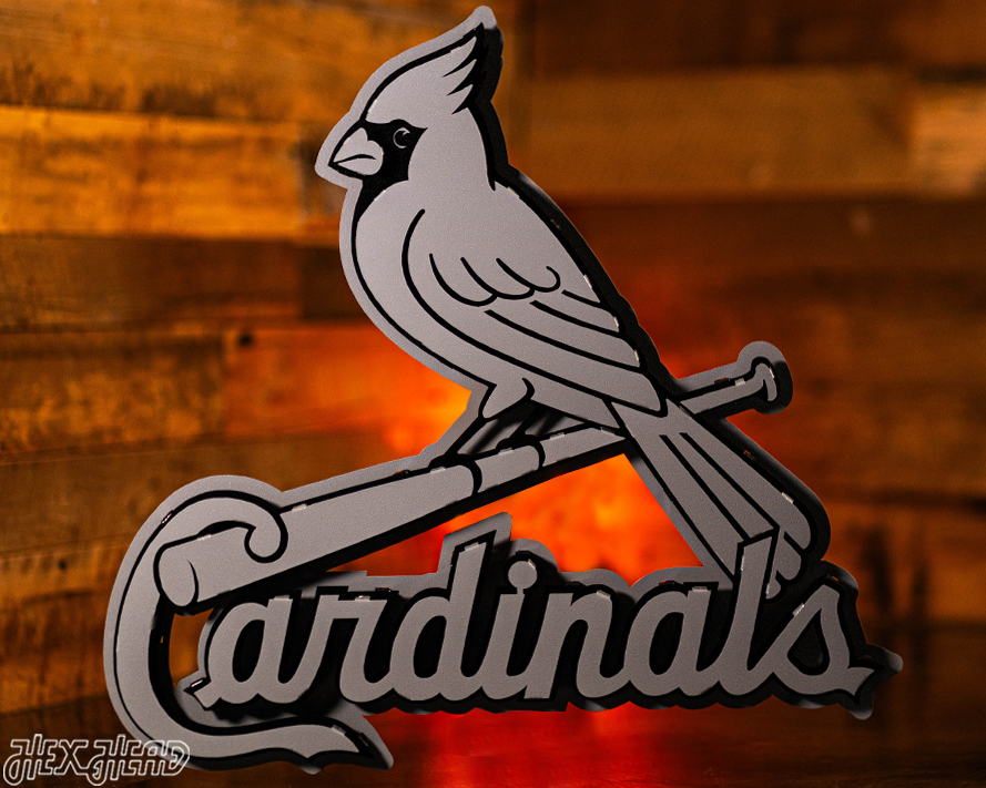 MONOCHROME -  St. Louis Cardinals "BIRD on a BAT" Logo 3D Metal Wall Art