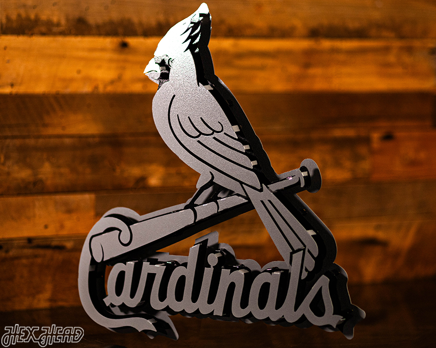 MONOCHROME -  St. Louis Cardinals "BIRD on a BAT" Logo 3D Metal Wall Art