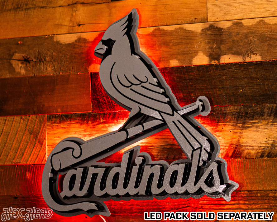 MONOCHROME -  St. Louis Cardinals "BIRD on a BAT" Logo 3D Metal Wall Art