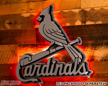 MONOCHROME -  St. Louis Cardinals "BIRD on a BAT" Logo 3D Metal Wall Art
