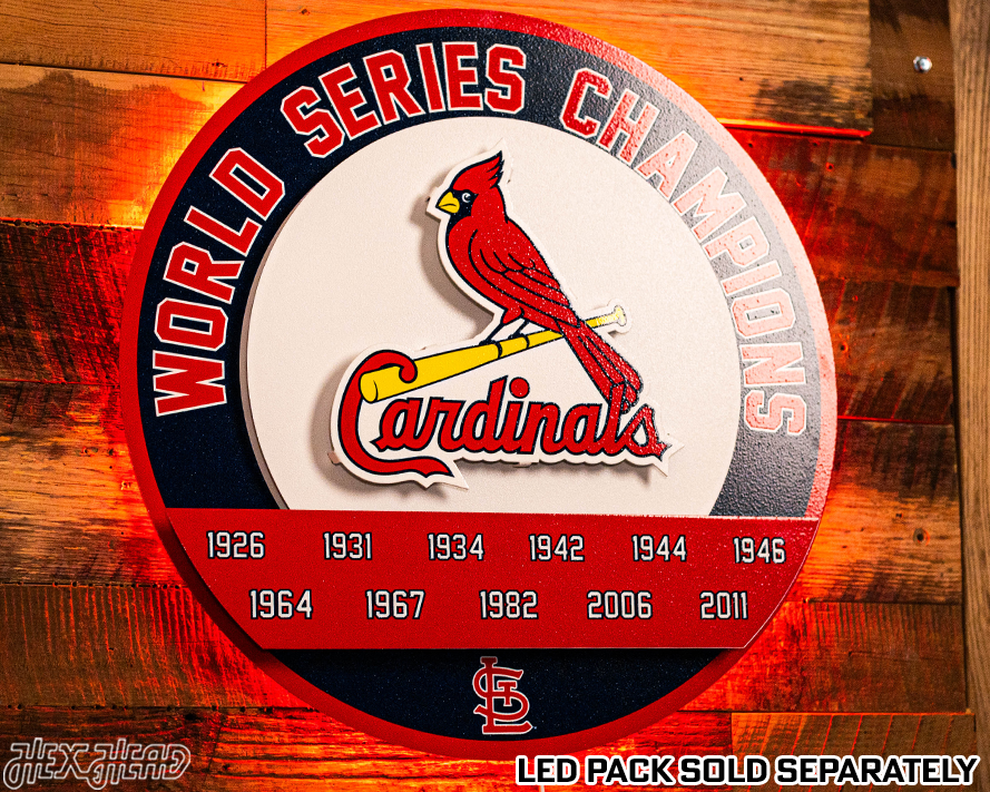 St. Louis Cardinals DYNASTY - World Series  Wins w/ Replaceable Icon Plate 3D Vintage Metal Wall Art