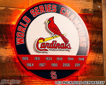 St. Louis Cardinals DYNASTY - World Series  Wins w/ Replaceable Icon Plate 3D Vintage Metal Wall Art