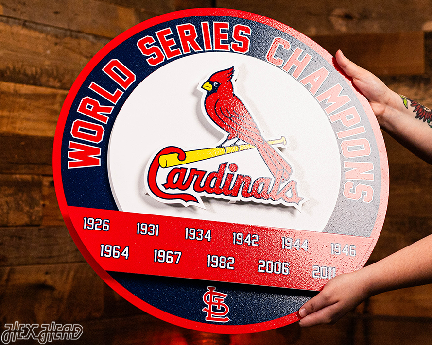 St. Louis Cardinals DYNASTY - World Series  Wins w/ Replaceable Icon Plate 3D Vintage Metal Wall Art