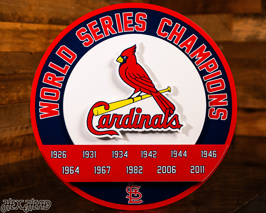 St. Louis Cardinals DYNASTY - World Series  Wins w/ Replaceable Icon Plate 3D Vintage Metal Wall Art
