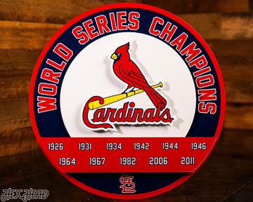 St. Louis Cardinals DYNASTY - World Series  Wins w/ Replaceable Icon Plate 3D Vintage Metal Wall Art