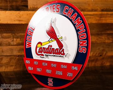 St. Louis Cardinals DYNASTY - World Series  Wins w/ Replaceable Icon Plate 3D Vintage Metal Wall Art