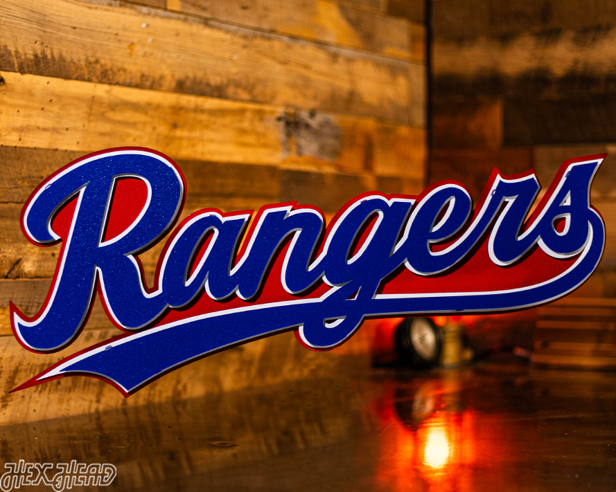 Texas Rangers 3 Layer "Rangers" Script 3D Metal Wall Art