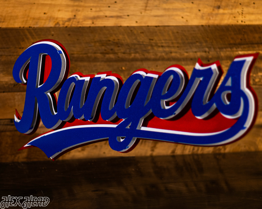 Texas Rangers 3 Layer "Rangers" Script 3D Metal Wall Art