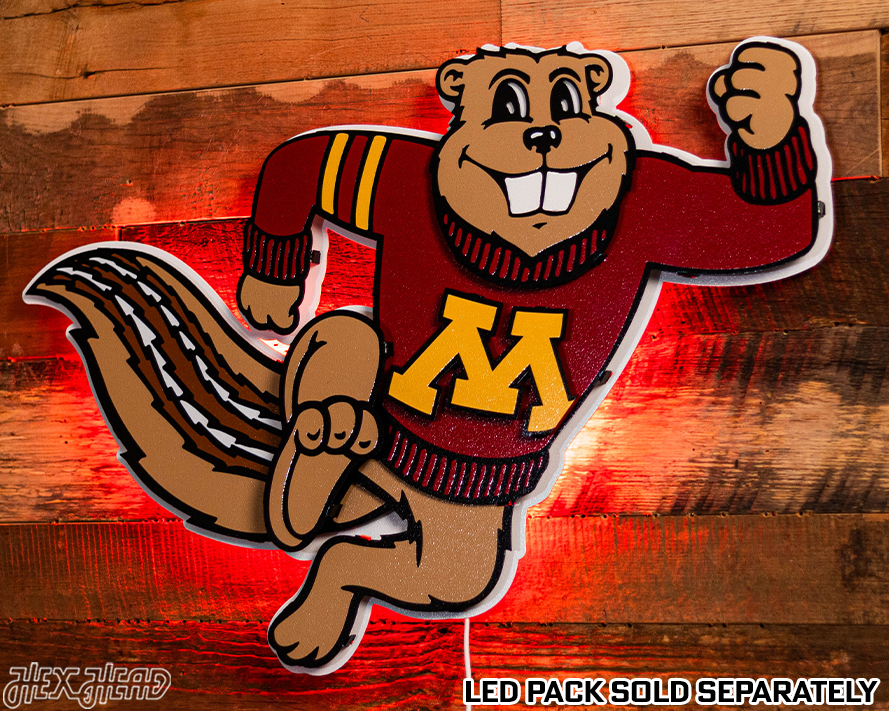 Minnesota Gophers "Goldy" Mascot, 3D Vintage Metal Wall Art