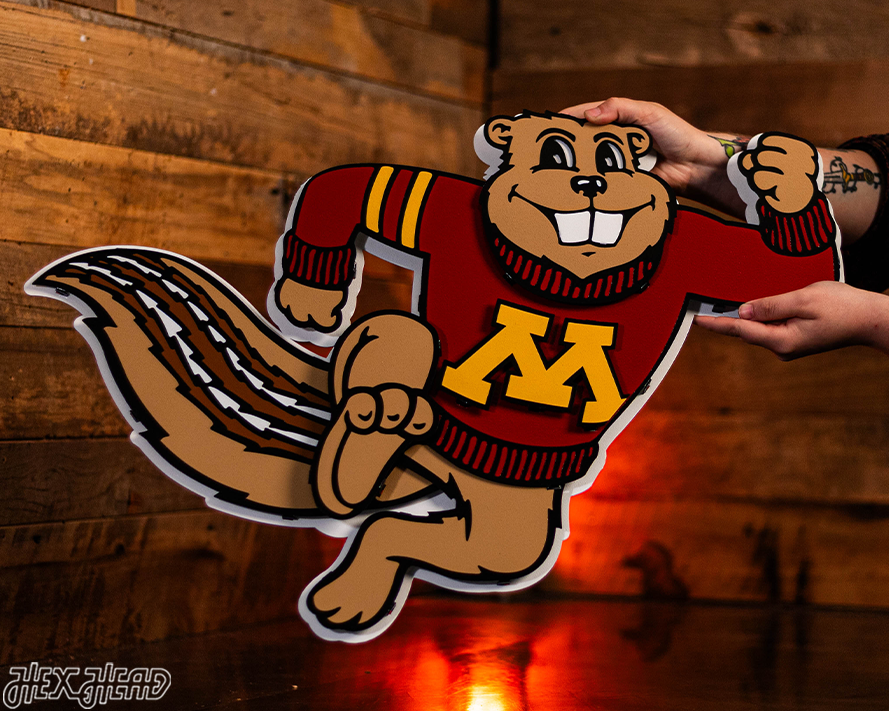 Minnesota Gophers "Goldy" Mascot, 3D Vintage Metal Wall Art