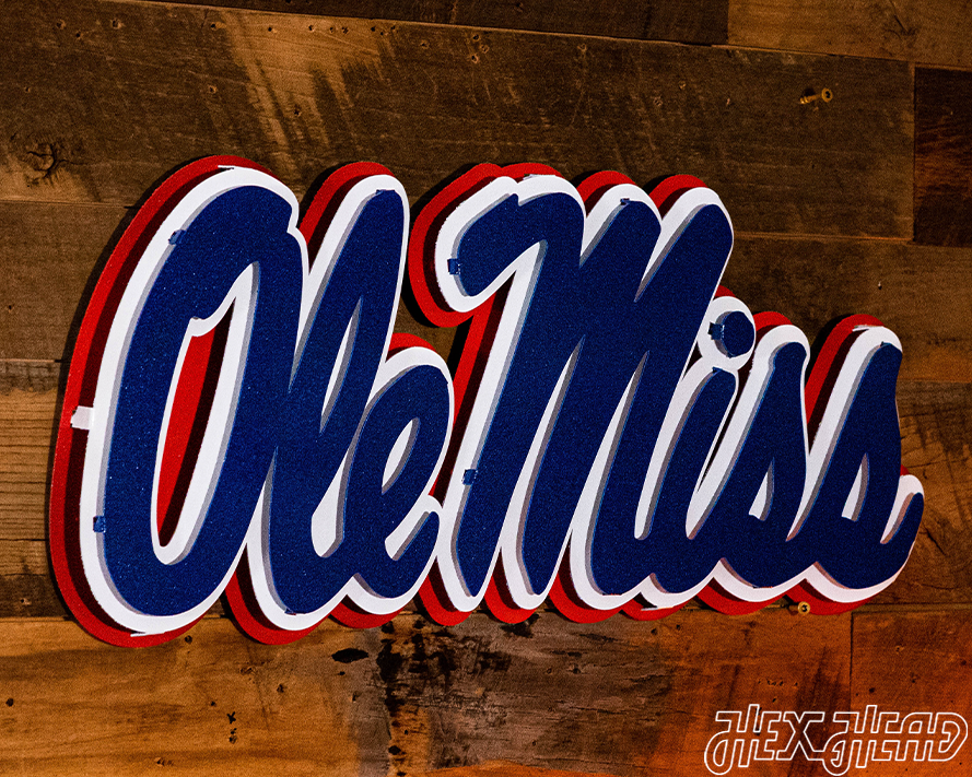 Mississippi Ole Miss Script 3D Vintage Metal Wall Art