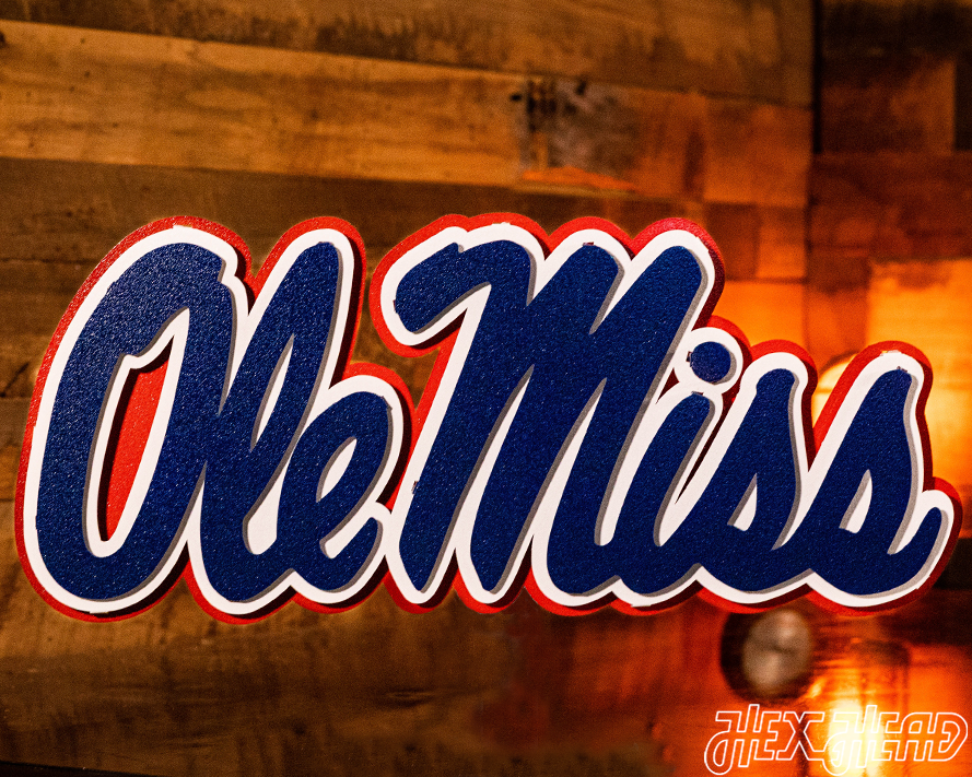 Mississippi Ole Miss Script 3D Vintage Metal Wall Art