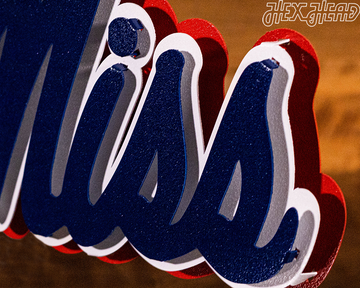 Mississippi Ole Miss Script 3D Vintage Metal Wall Art