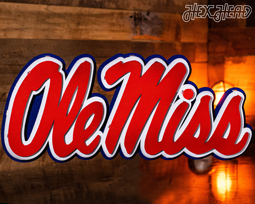 Mississippi Ole Miss Script 3D Vintage Metal Wall Art