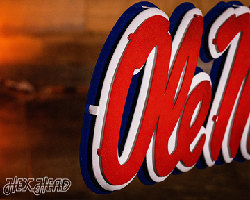 Mississippi Ole Miss Script 3D Vintage Metal Wall Art