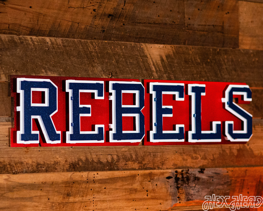 Rebels Script Logo Mississippi Rebels Script 3D Vintage Metal Wall Art
