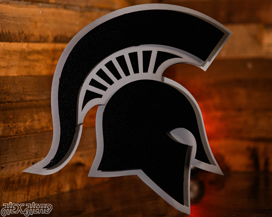 MONOCHROME - Michigan State "Spartan Helmet" 3D Vintage Metal Wall Art