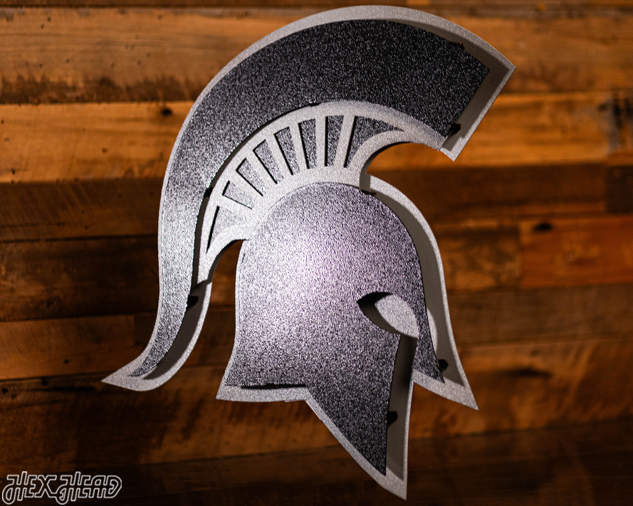 MONOCHROME - Michigan State "Spartan Helmet" 3D Vintage Metal Wall Art