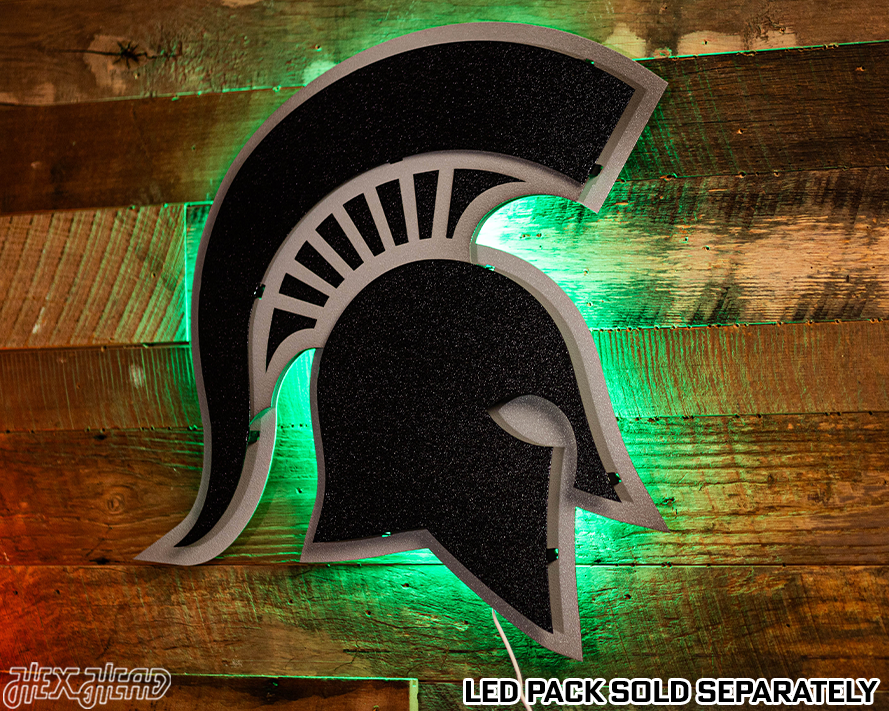 MONOCHROME - Michigan State "Spartan Helmet" 3D Vintage Metal Wall Art