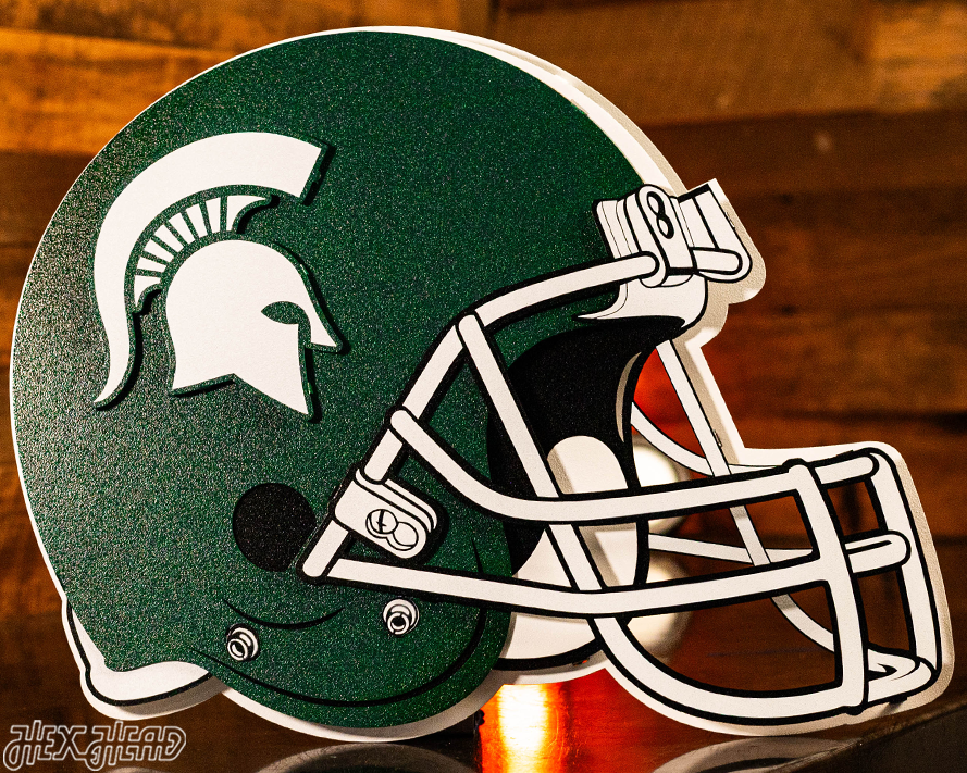 Michigan State Spartans BLITZ COLLECTION - 8 LAYER Helmet 3D Metal Wall Art