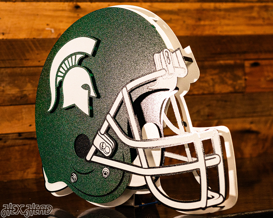 Michigan State Spartans BLITZ COLLECTION - 8 LAYER Helmet 3D Metal Wall Art