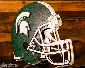 Michigan State Spartans BLITZ COLLECTION - 8 LAYER Helmet 3D Metal Wall Art
