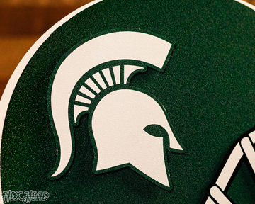 Michigan State Spartans BLITZ COLLECTION - 8 LAYER Helmet 3D Metal Wall Art