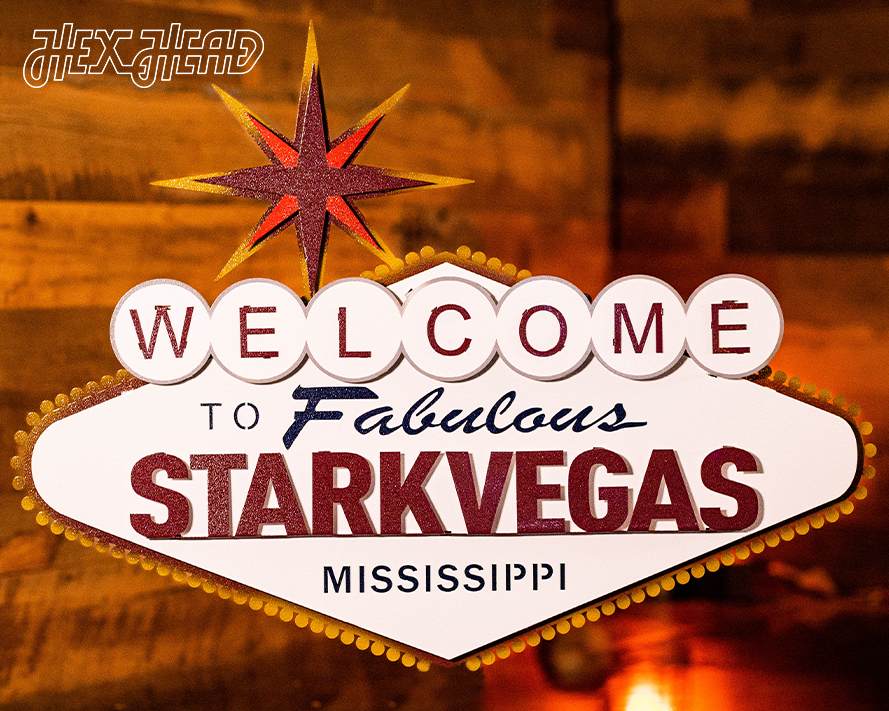Welcome to STARKVEGAS, Mississippi State 3D Vintage Metal Wall Art
