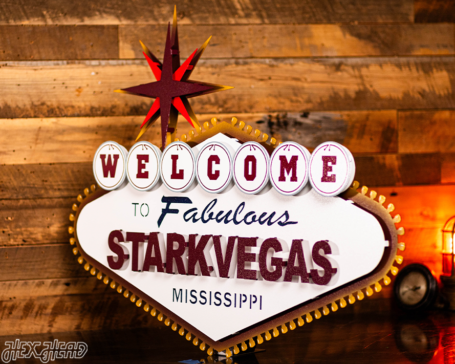 Welcome to STARKVEGAS, Mississippi State 3D Vintage Metal Wall Art