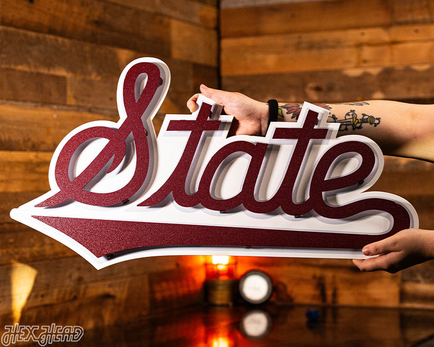 Mississippi "State" Script 3D Metal Wall Art