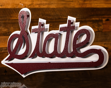 Mississippi "State" Script 3D Metal Wall Art