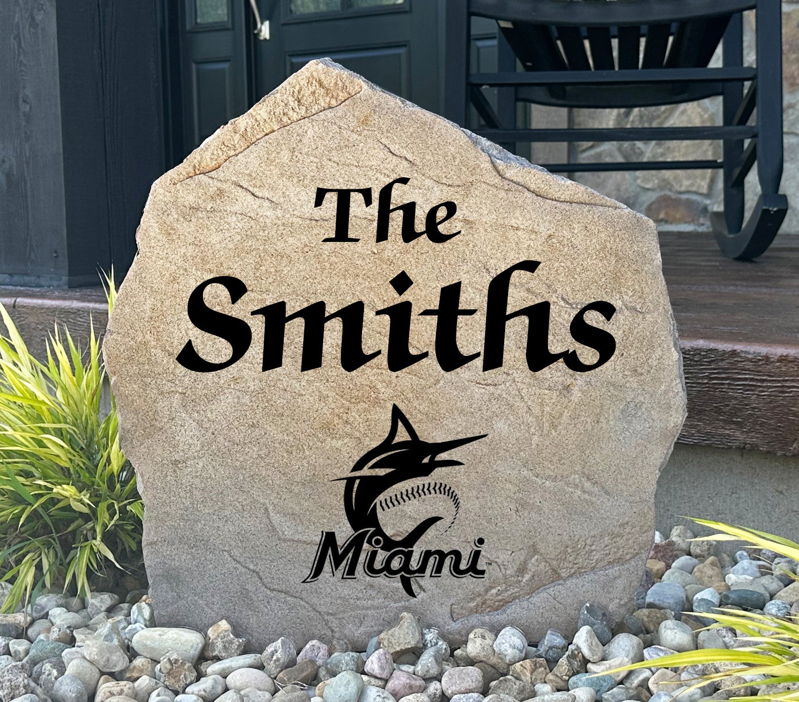 Miami Marlins Design-A-Stone Landscape Art Family Name