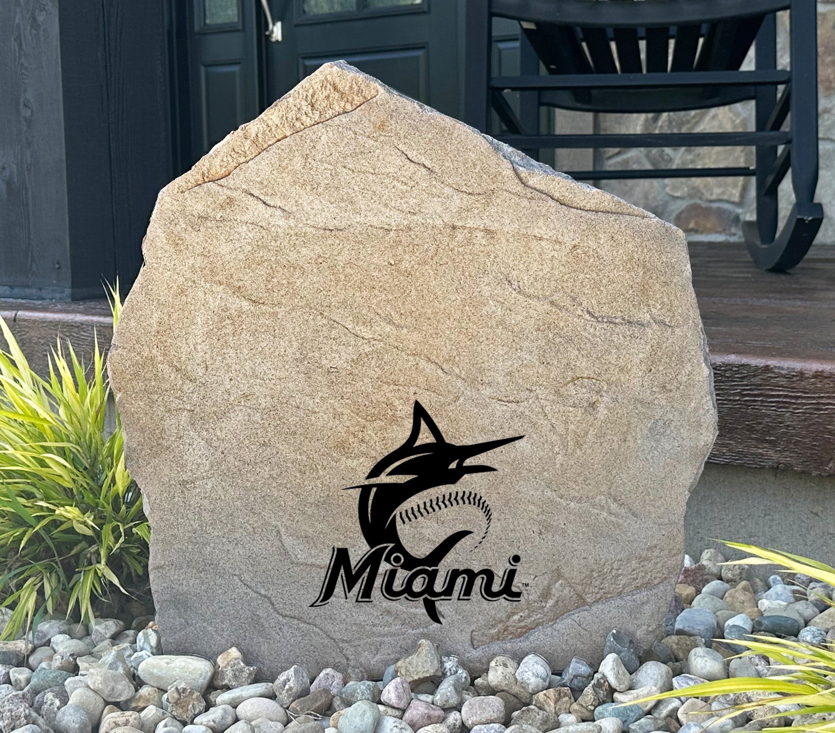 Miami Marlins Design-A-Stone Landscape Art Address Stone